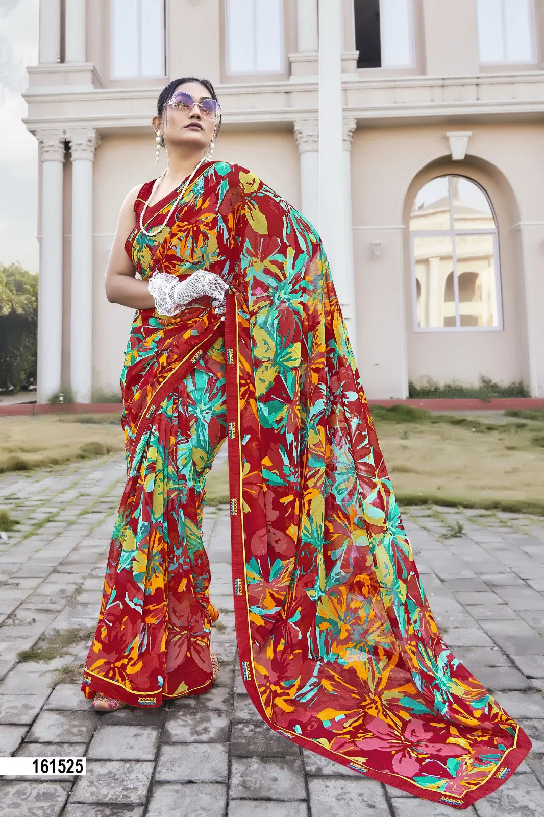 Chhanchhan By Vallabhi Georgette Abstract Printed Saree Wholesale In India